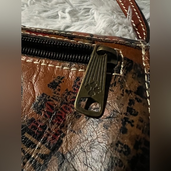 Patricia Nash Rustic Chestnut Leather Map Location Pattern Handbag - Picture 12 of 14
